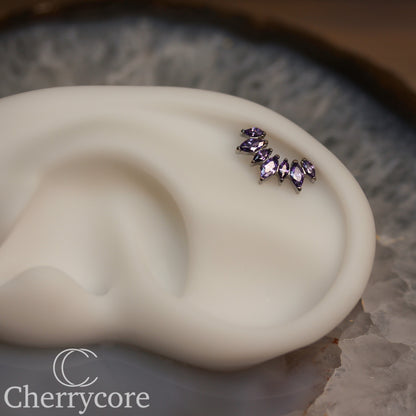 Alternating Marquise Arc -Amethyst CZ- Threaded attachment