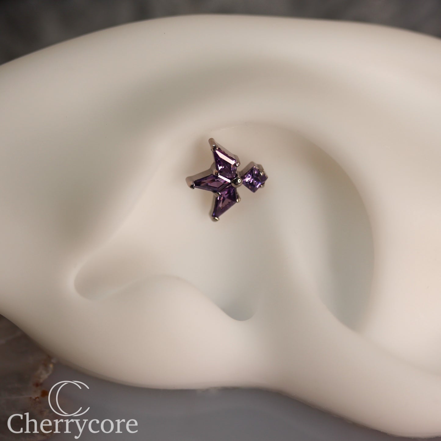 Lyra - Amethyst CZ- Titanium Threaded attachment