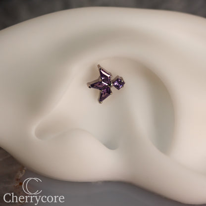 Lyra - Amethyst CZ- Titanium Threaded attachment