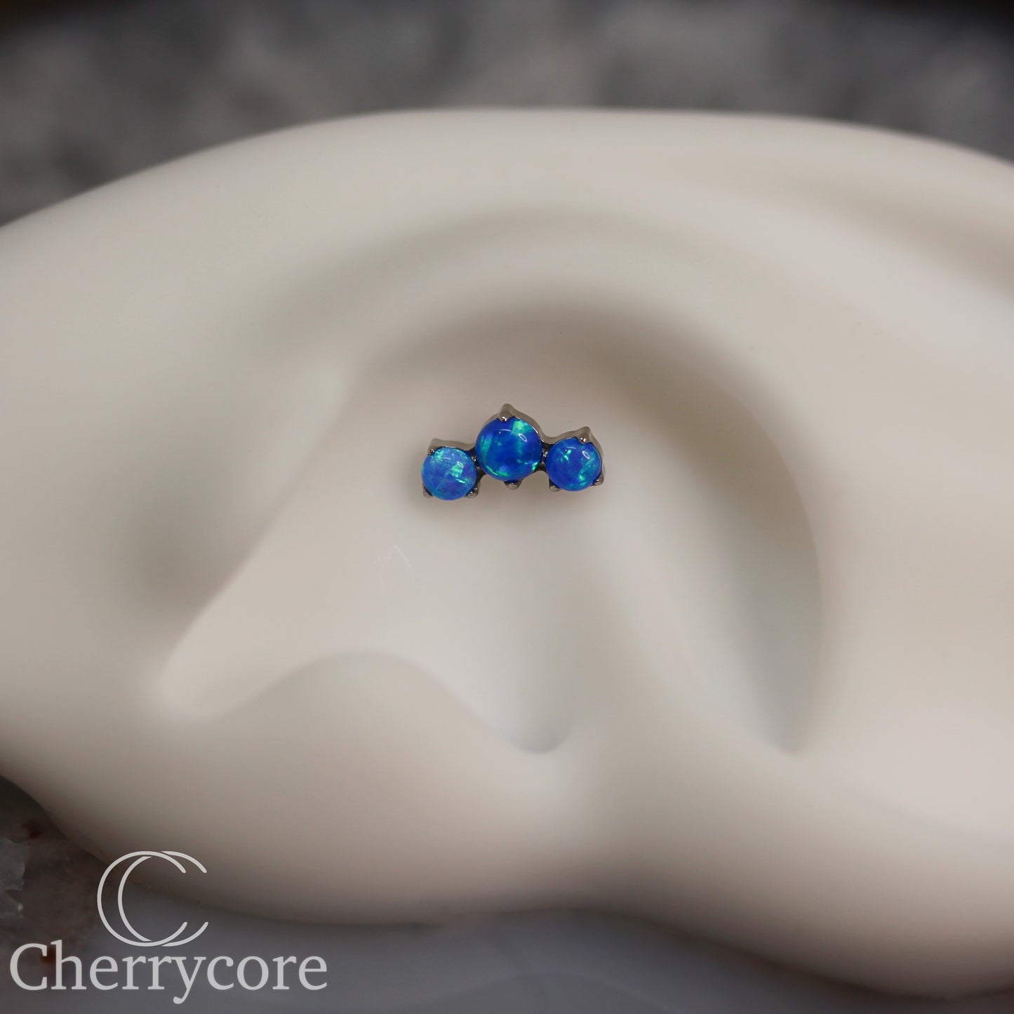 Prong Set Capri Blue Opal Mini Arc -  Titanium Threaded attachment