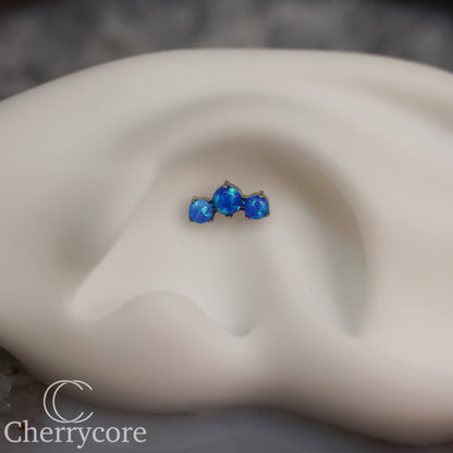 Prong Set Capri Blue Opal Mini Arc -  Titanium Threaded attachment