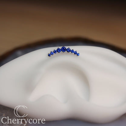 Prong Set Sapphire CZ 9 Gem Arc- Threaded attachment