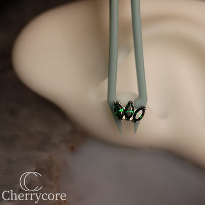 Mini Marquise Fan -Emerald CZ - Titanium Threaded Attachment