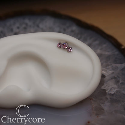 Prong Set Pink Cz Mini Arc -  Titanium Threaded attachment