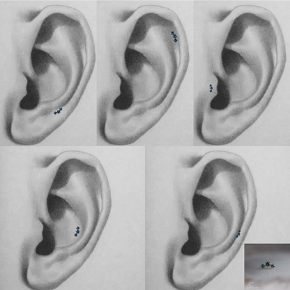 Three Sisters- London Blue Topaz- 14k Yellow gold- Threadless Attachment