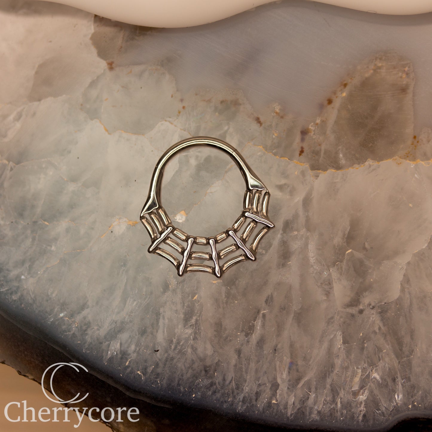 Titanium Spider Web Hinge Ring
