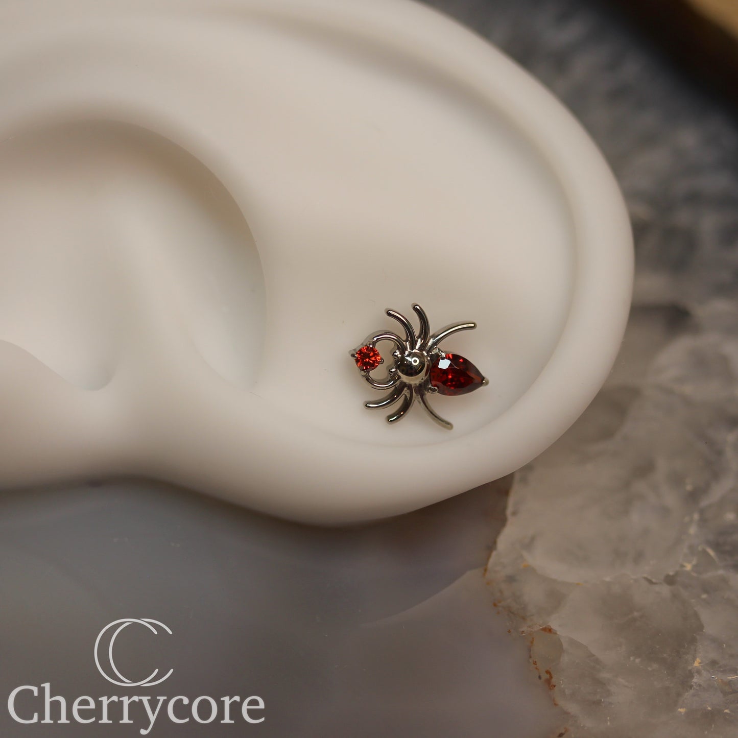 Spider- Garnet CZ- Threaded attachment