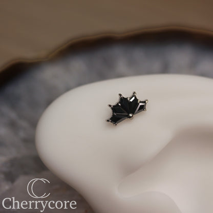 Kite Fan- Titanium-Black CZ- Threaded attachment