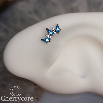 Empress Arc- Aqua & CZ- Threaded attachment