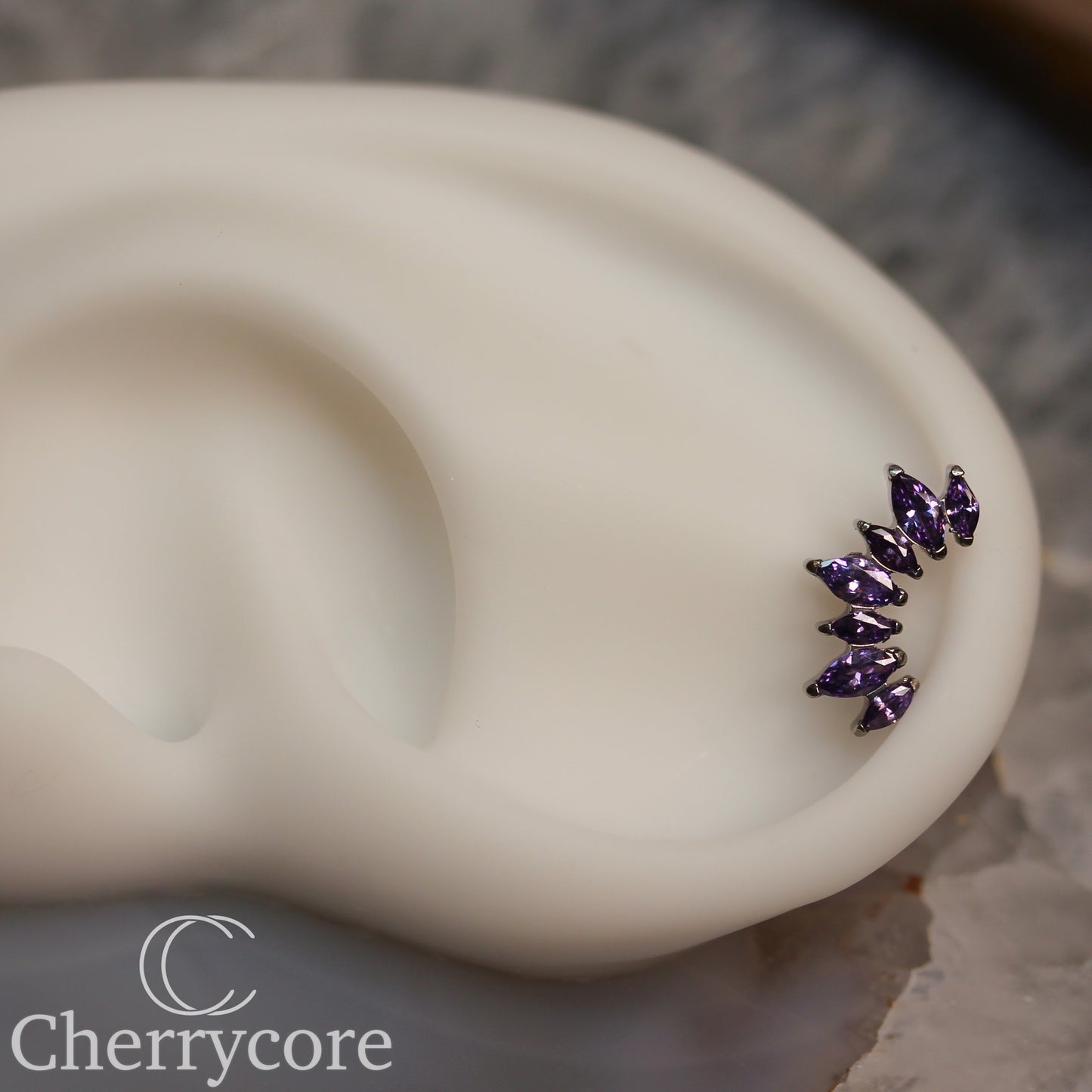 Alternating Marquise Arc -Amethyst CZ- Threaded attachment