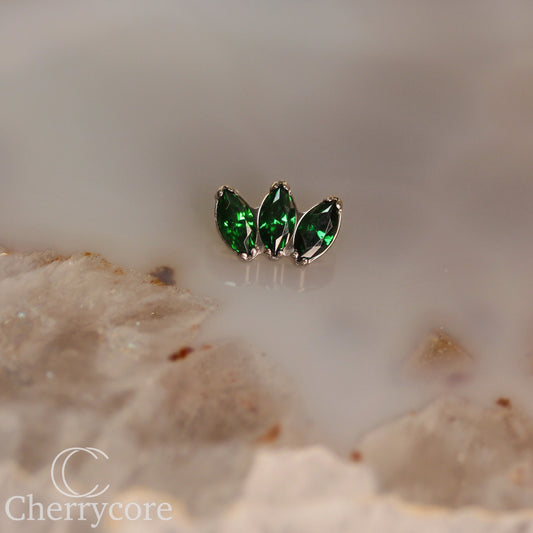 Mini Marquise Fan -Emerald CZ - Titanium Threaded Attachment