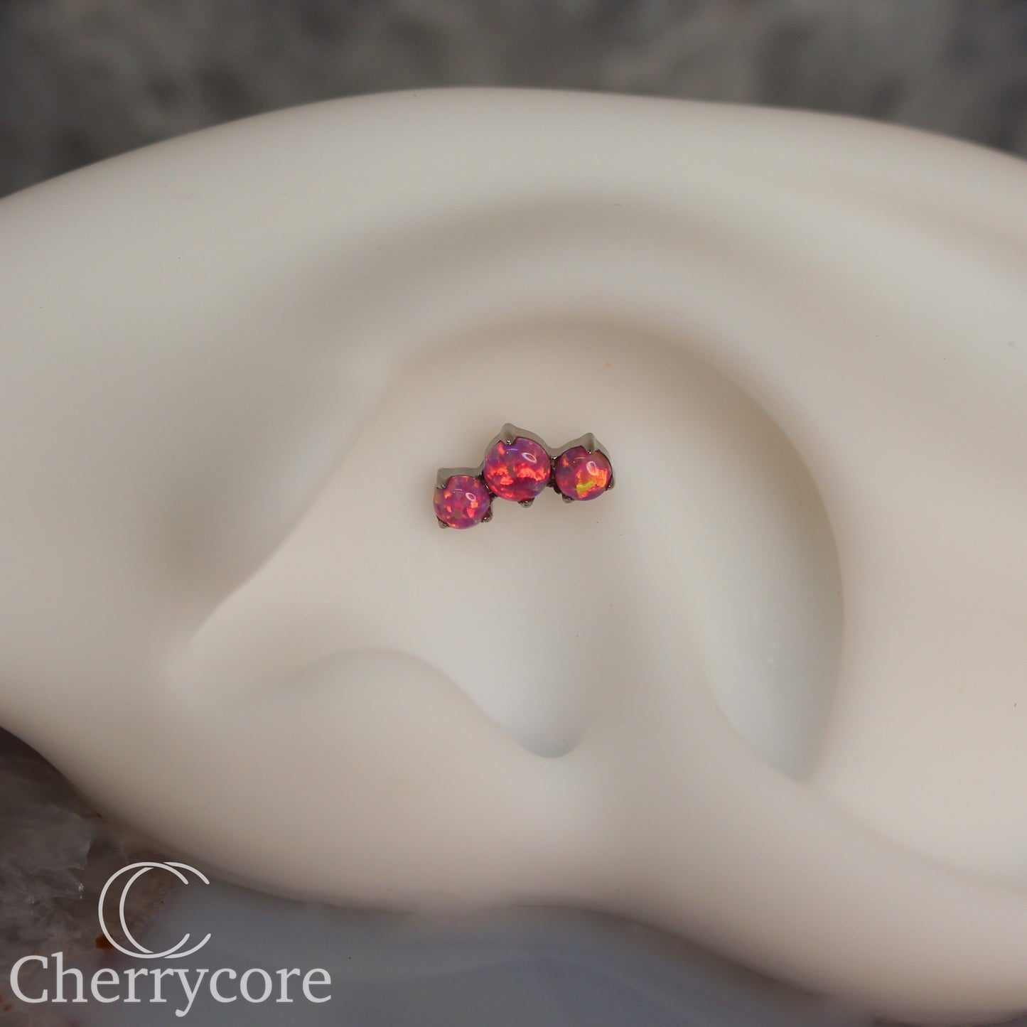 Prong Set Bubblegum Opal Mini Arc -  Titanium Threaded attachment