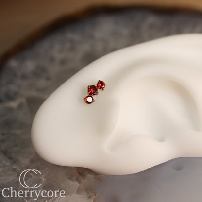 Prong Set Garnet Cz Mini Arc -  Titanium Threaded attachment