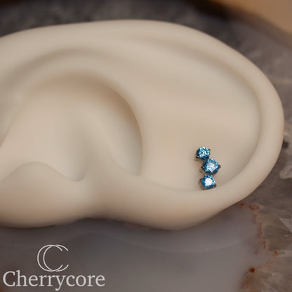 Prong Set Aqua Cz Mini Arc -  Titanium Threaded attachment