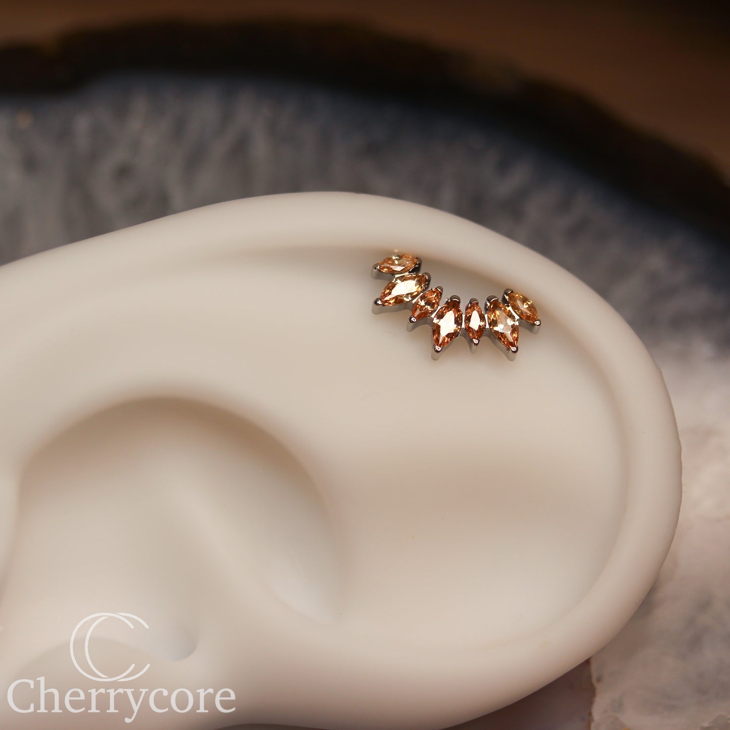 Alternating Marquise Arc -Champange CZ- Threaded attachment