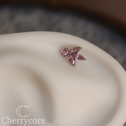 Petal - Pink CZ- Titanium Threaded attachment