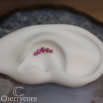 Prong Set Bubblegum Opal Arc-  Titanium Threaded attachment