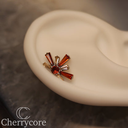 Super Nova- Garnet Cz  &  White CZ- Titanium Threaded attachment