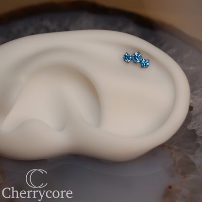 Prong Set Aqua Cz Mini Arc -  Titanium Threaded attachment