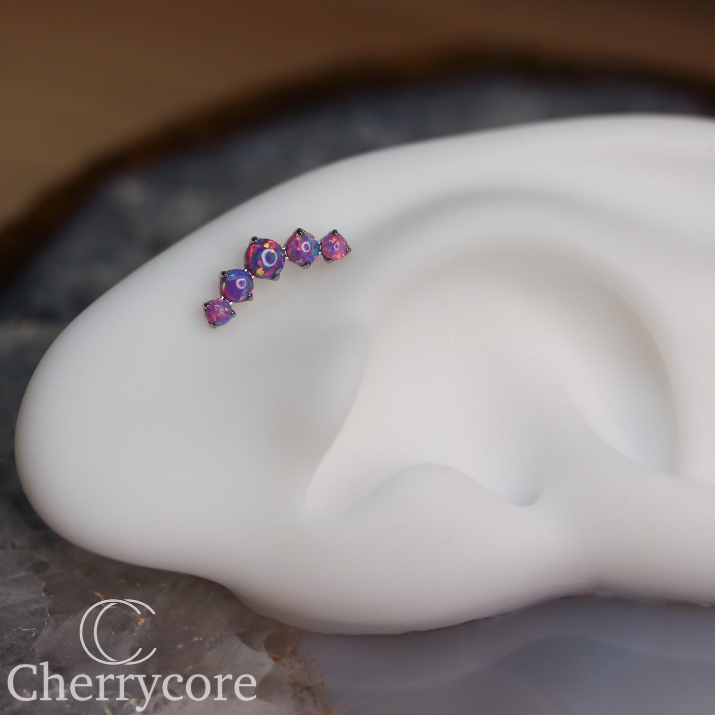 Prong Set Lavender Opal Arc -  Titanium Threaded attachment