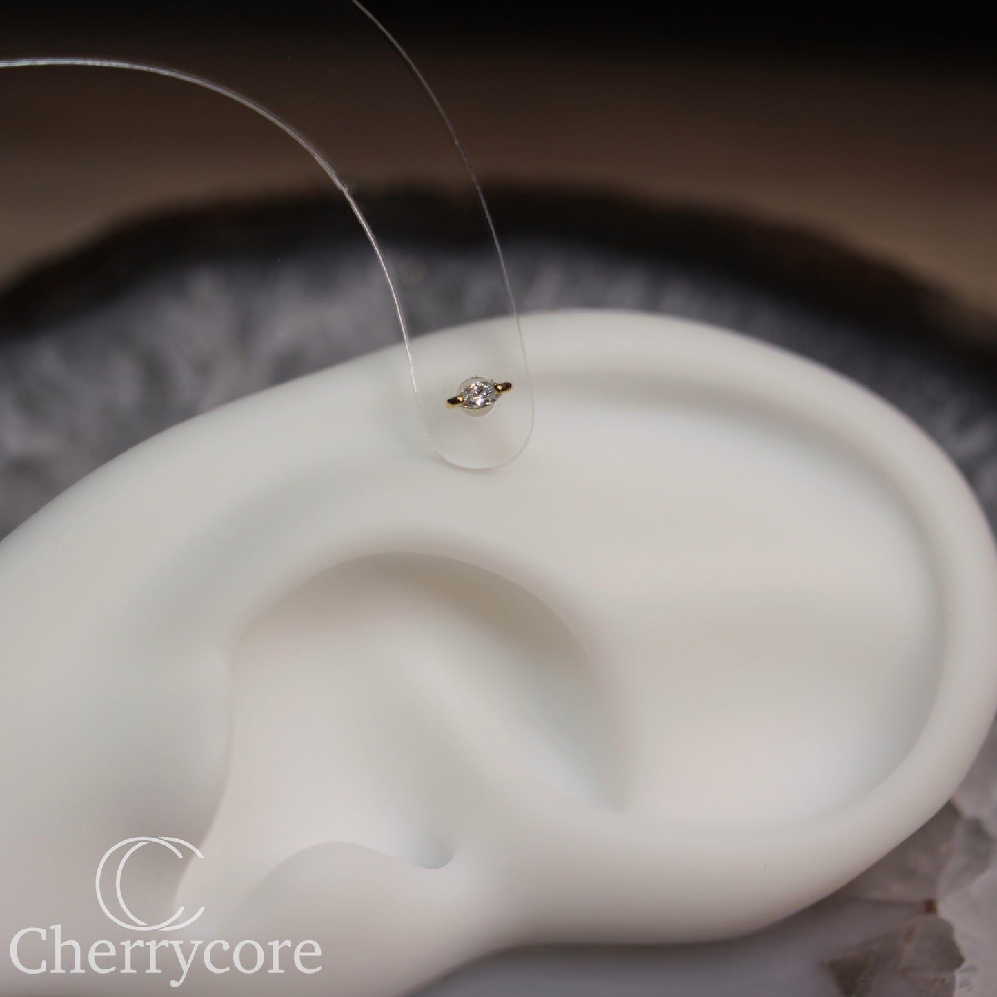 14k Lab Diamond Marquise -Threadless Attachment