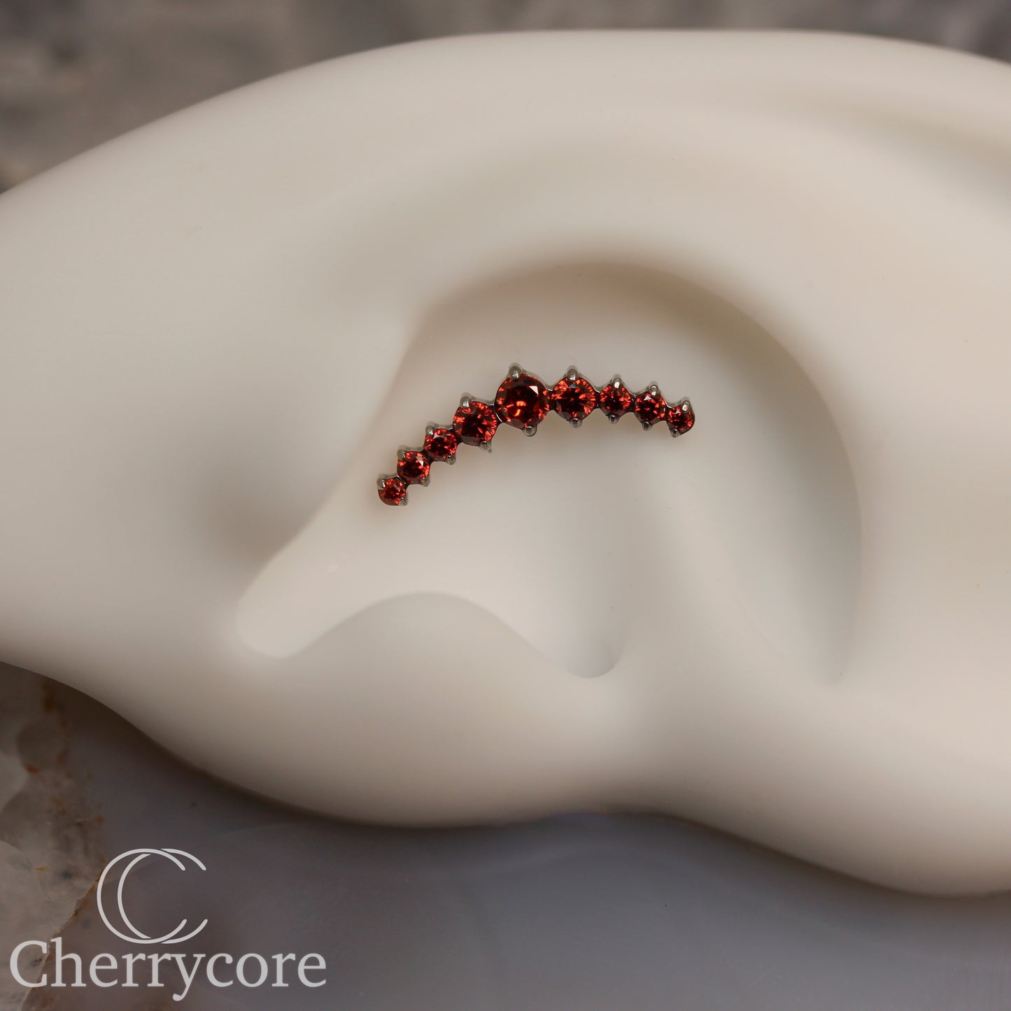 Prong Set Garnet CZ 9 Gem Arc- Threaded attachment