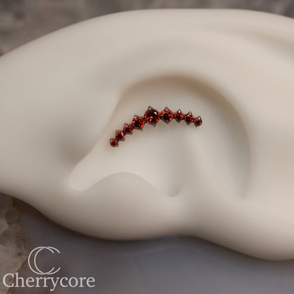 Prong Set Garnet CZ 9 Gem Arc- Threaded attachment