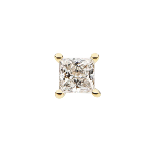 14k Princess Cut Threadless Attachment