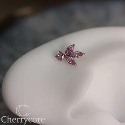 Petal - Pink CZ- Titanium Threaded attachment