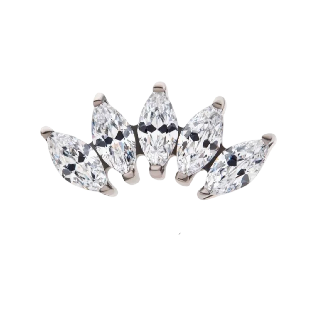 Titanium 5 Gem Marquise Arc Threadless Attachment