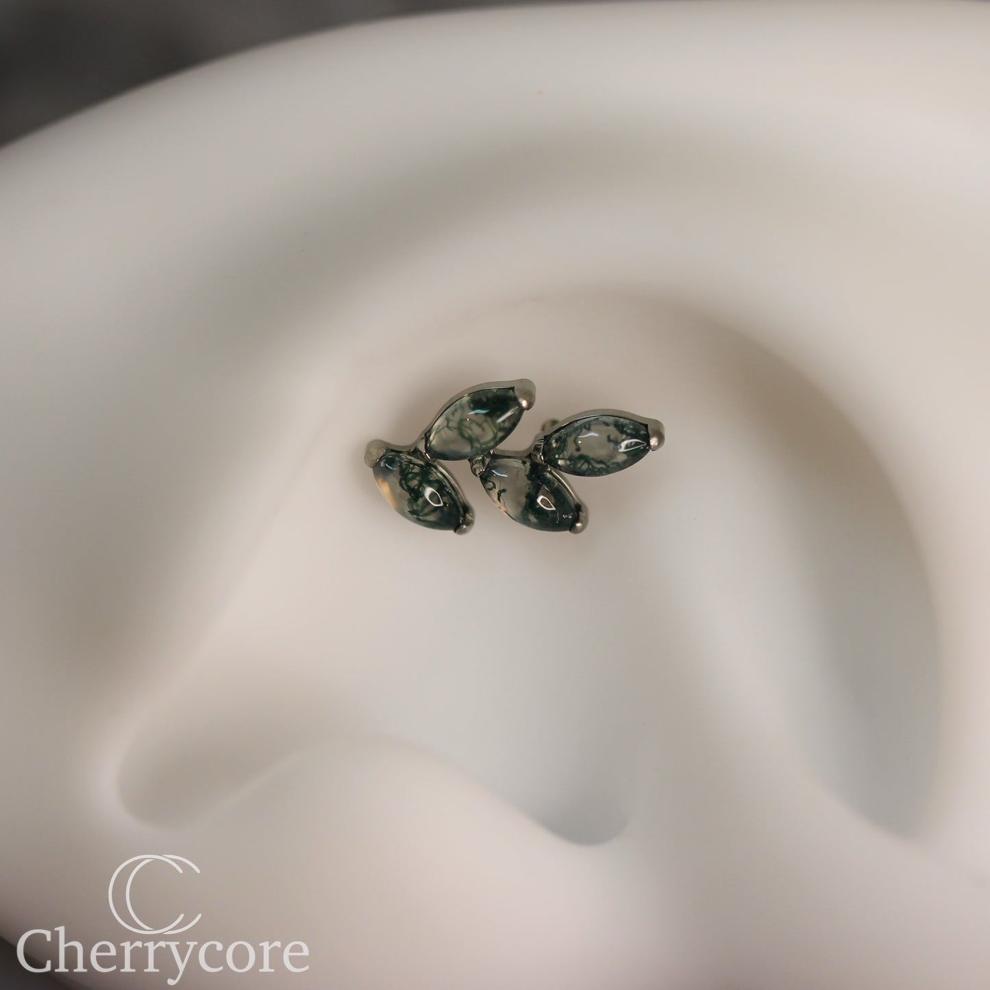 Autumn -Genuine Moss Agate- Titanium Threaded Attachment