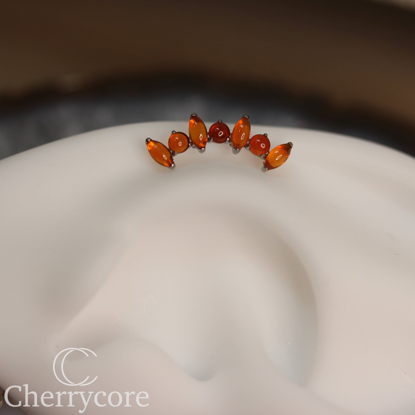 Natural Red Onyx  Marquise Arc- Threaded attachment