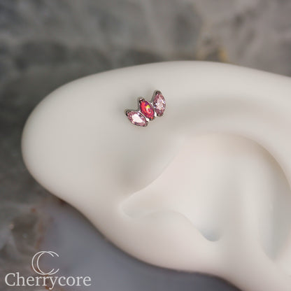 Mini Marquise Fan -Bubblegum Opal & Pink CZ - Titanium Threaded Attachment