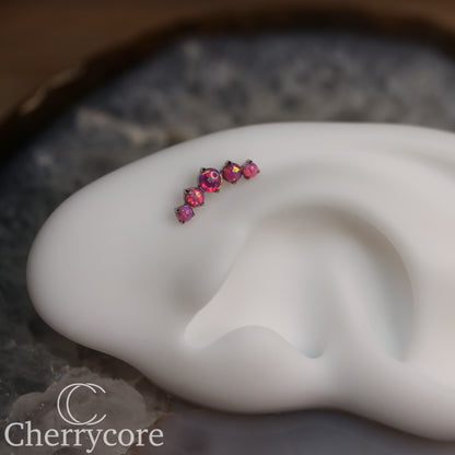 Prong Set Bubblegum Opal Arc-  Titanium Threaded attachment