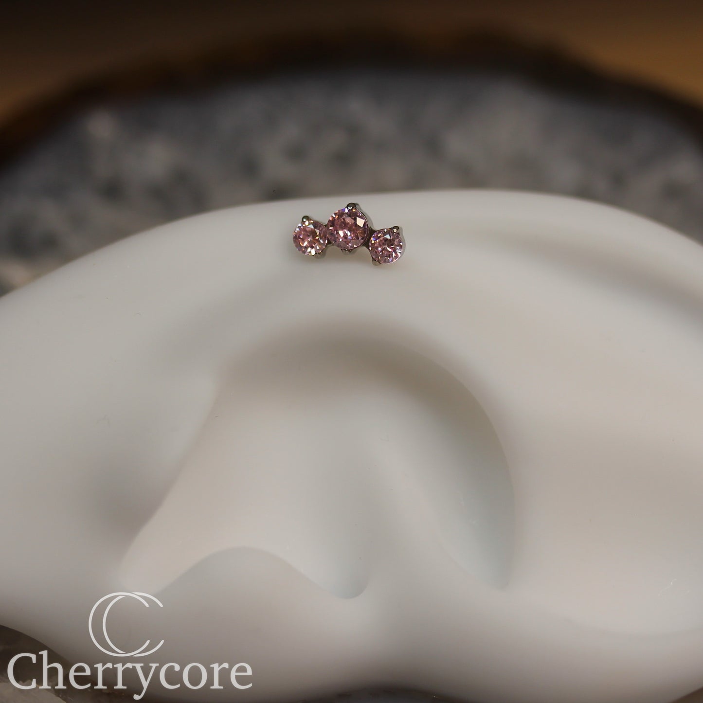 Prong Set Pink Cz Mini Arc -  Titanium Threaded attachment