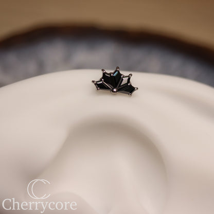 Kite Fan- Titanium-Black CZ- Threaded attachment