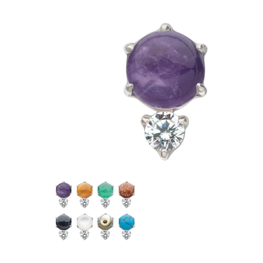 Prong Set Cabochon Stone w CZ accent