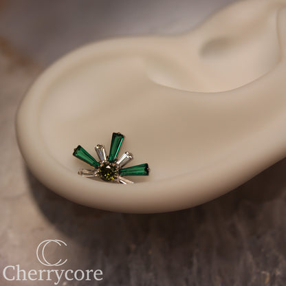 Super Nova- Emerald  & Citrine CZ- Titanium Threaded attachment