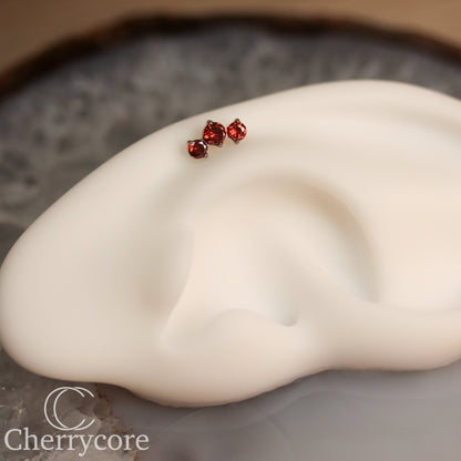 Prong Set Garnet Cz Mini Arc -  Titanium Threaded attachment