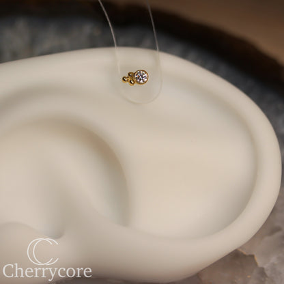 Lab Diamond Bezel Tribead Duo- 14k Yellow Gold- Threadless Attachment