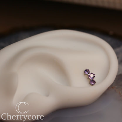 Prong Set Amethyst CZ Mini Arc-  Titanium Threaded attachment