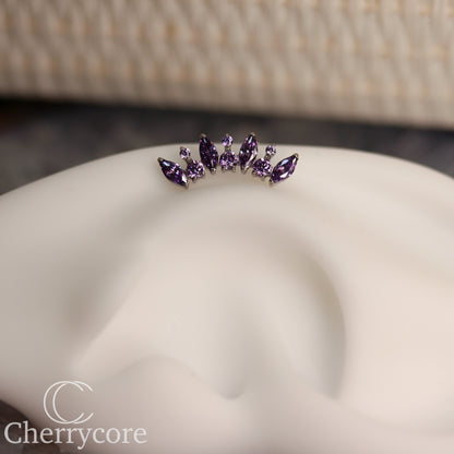 Alternating Marquise & Brilliant Cut Arc  - Amtheyts -CZ- Threaded attachment