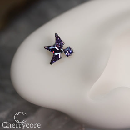 Lyra - Amethyst CZ- Titanium Threaded attachment