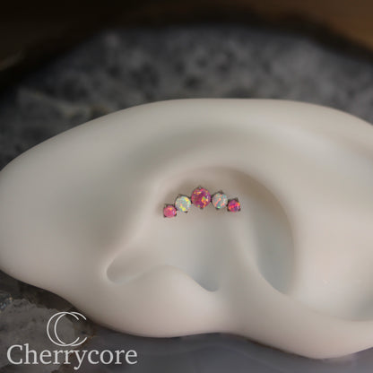 Prong Set Bubblegum Opal & White Opal Arc-  Titanium Threaded attachment