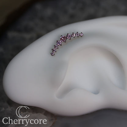 Prong Set Pink CZ 9 Gem Arc- Threaded attachment