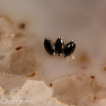 Mini Marquise Fan -Black CZ  - Titanium Threaded Attachment