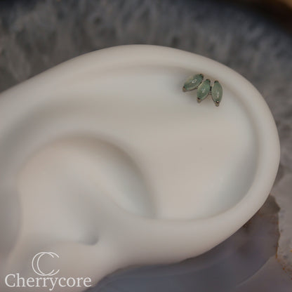 Mini Marquise Fan -Green Aventurine - Titanium Threaded Attachment