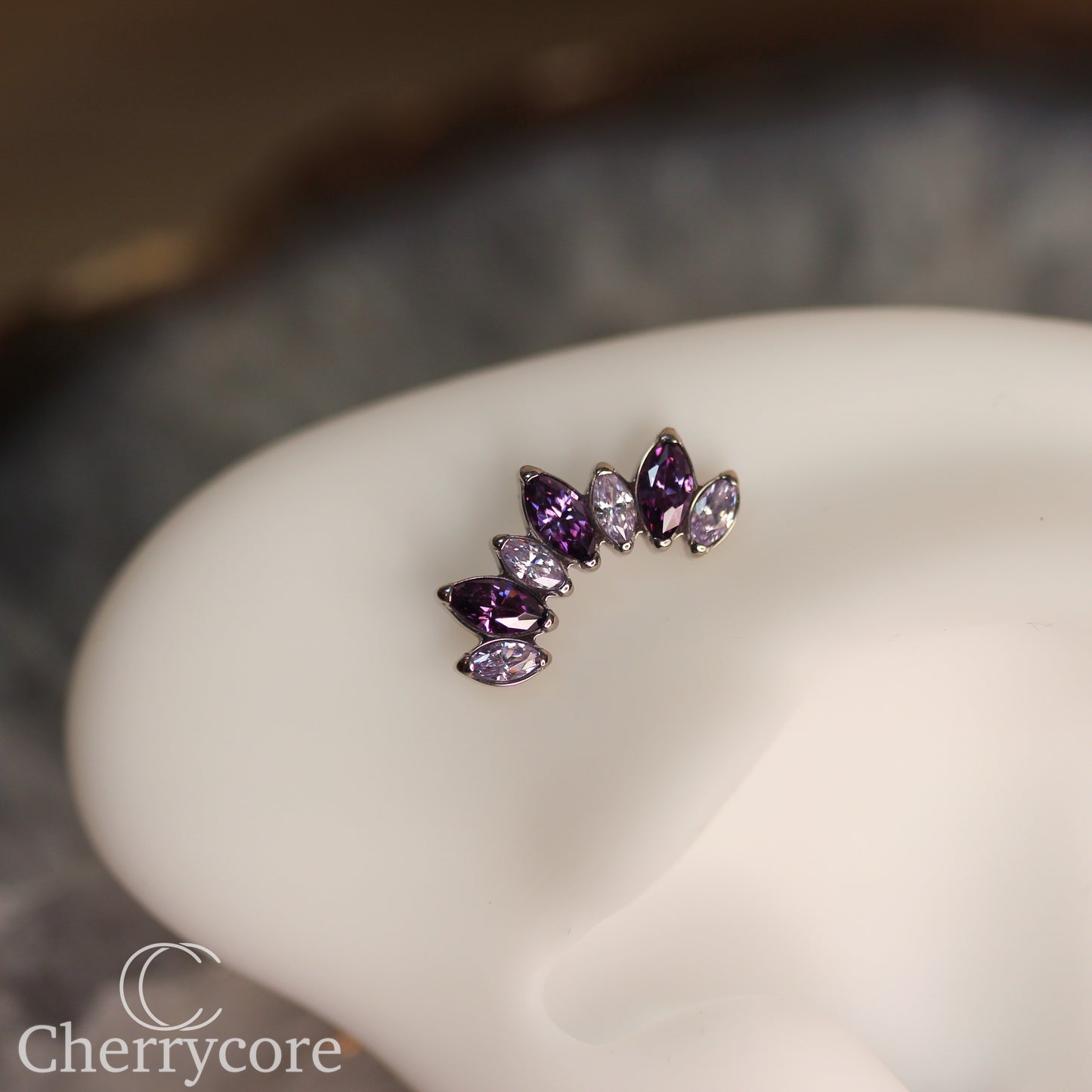 Alternating Marquise Amethyst & Lavender CZ Arc- Threaded attachment