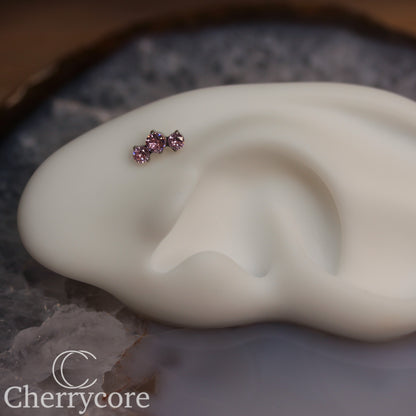 Prong Set Pink Cz Mini Arc -  Titanium Threaded attachment