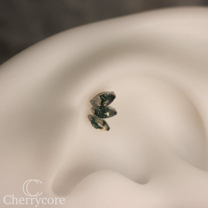 Mini Marquise Fan -Moss Agate - Titanium Threaded Attachment